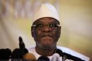 Mali's President-elect Ibrahim Boubacar Keita speaks at a news conference in Bamako