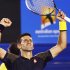 Novak Djokovic of Serbia celebrates defeating David Ferrer of Spain in their men's singles semi-final match at the Australian Open tennis tournament in Melbourne