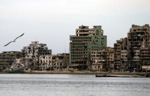 Destroyed buildings in Libya&#39;s eastern coastal&nbsp;&hellip;