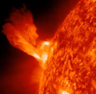 This still from a NASA video shows the New Year's Eve sun eruption of Dec. 31, 2012, to kick off the New Year. NASA's Solar Dynamics Observatory captured the video.