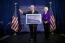 Republican presidential candidate, former House Speaker Newt Gingrich, accompanied by his wife Callista, speaks during a campaign stop in Dalton, Ga., Tuesday, Feb. 28, 2012. (AP Photo/Evan Vucci)