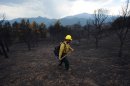A firefighter from King Canyon National Park in California walks through a burned-out area of Colorado Springs, Colo., Friday, June 29, 2012. After declaring a "major disaster" in the state early Friday and promising federal aid, President Barack Obama got a firsthand view of the wildfires and their toll on residential communities. More than 30,000 people have been evacuated in what is now the most destructive wildfire in state history. (AP Photo/The Gazette, Christian Murdock)