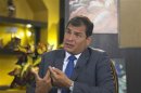 Ecuador's President Rafael Correa gestures during an interview with Reuters in Portoviejo