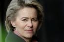 German Defence Minister von der Leyen attends a ceremony to welcome the German battalion being deployed to Lithuania in Rukla