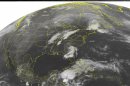 This NOAA satellite image taken Tuesday, May 29, 2012 at 07:45 AM EDT shows clouds over Florida and Georgia associated with Tropical Depression Beryl as it will slowly move northeastward and into the Atlantic Ocean the next few days. Areas of heavy rain and thunderstorms can continue to be expected. (AP Photo/Weather Underground)