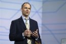 ARM CEO East speaks during a Samsung Electronics keynote address at the CES in Las Vegas