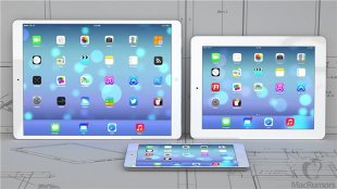 12.9吋iPad與現有iPad及mini示意圖 (圖：MacRumor)