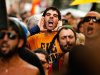 Protesters demonstrate against the country's near 25 percent unemployment rate and stinging austerity measures introduced by the government, in Madrid, Spain, Saturday, July 21, 2012. (AP Photo/Andres Kudacki)