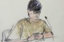 Enrique Marquez, 24, is shown in this courtroom sketch as he appears during a hearing in federal court in Riverside, California