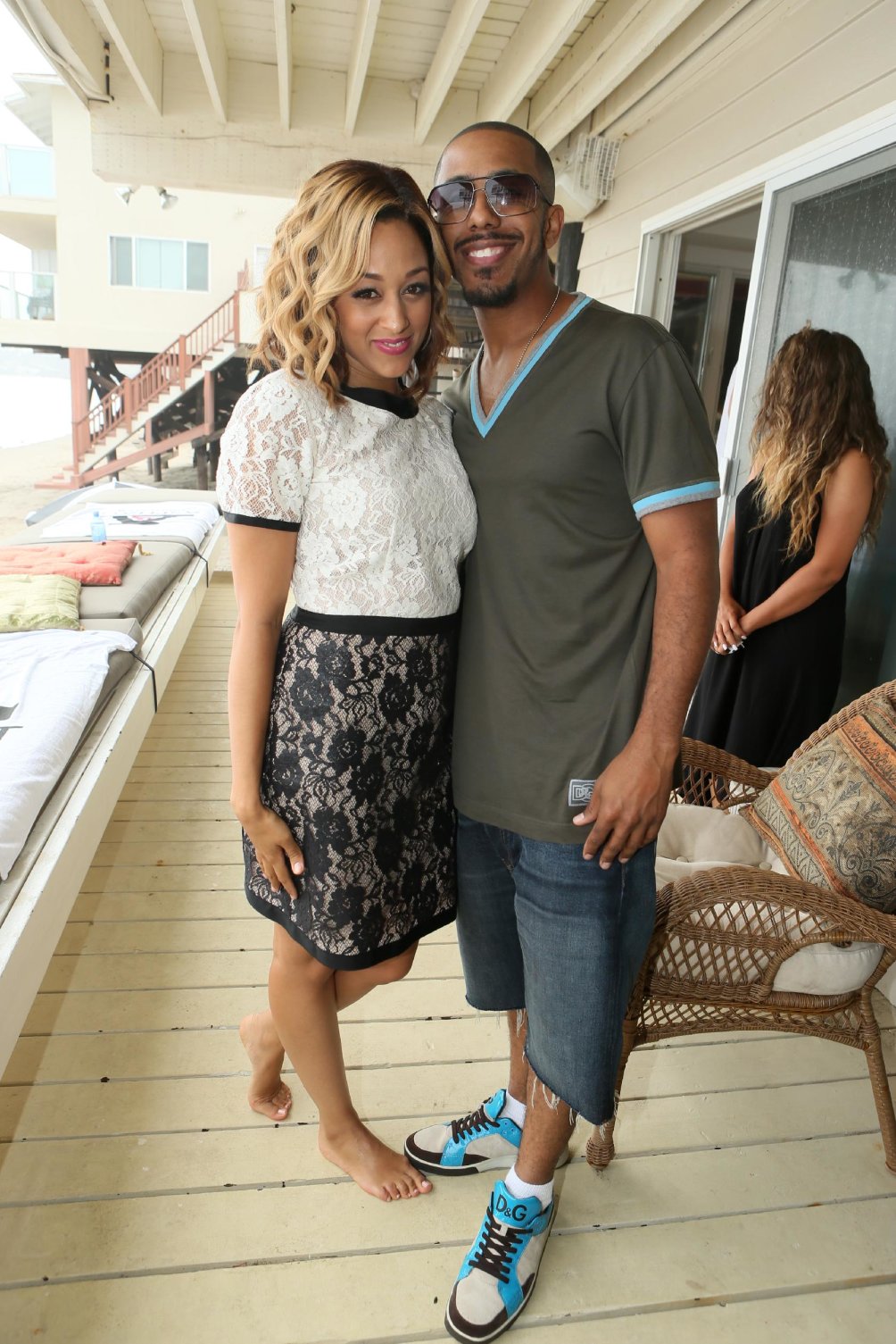 Tia Mowry and Marques Houston celebrate Tia Mowry's 35th birthday at the LYFE Kitchen Beach House powered by KIA on Sunday July 21, 2013 in Malibu, CA. (Photo by Alexandra Wyman/Invision for Talent Resources/AP Images)
