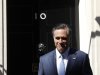 Republican presidential candidate, former Massachusetts Gov. Mitt Romney walks out of 10 Downing Street after meeting with British Prime Minister David Cameron in London, Thursday, July 26, 2012. (AP Photo/Charles Dharapak)