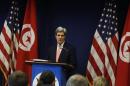 U.S. Secretary of State Kerry speaks during a news conference in Tunis