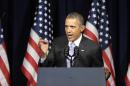 President Barack Obama speaks at the Democratic National Committee Winter Meeting in Washington, Friday, Feb. 28, 2014. (AP Photo/Susan Walsh)