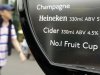 Pimms, a popular English liqueur, is listed as "No. 1 Fruit Cup" on a drink menu at the All England Lawn Tennis Club at Wimbledon, in London, at the 2012 Summer Olympics, Wednesday, Aug. 1, 2012. Olympic branding regulations have restricted many familiar brand names from being shown in connection with the games. (AP Photo/Mark Humphrey)