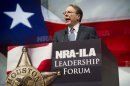 NRA Executive Vice President and Chief Executive Officer Wayne LaPierre speaks during the leadership forum at the National Rifle Association's annual meeting Friday, May 3, 2013 in Houston. (AP Photo/Steve Ueckert)