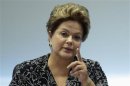 Brazil's President Rousseff gestures during a meeting with representatives from youth movement groups at the Planalto Palace