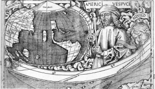 Mapa de Am&#xe9;rica de Waldseemuller con Am&#xe9;rico Vespucio (Biblioteca del Congreso)