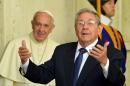 Cuban president Raul Castro (R) pictured with Pope Francis after their private audience at the Vatican on May 10, 2015