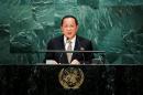 North Korean Foreign Minister Ri Yong Ho addresses the U.N. General Assembly in New York