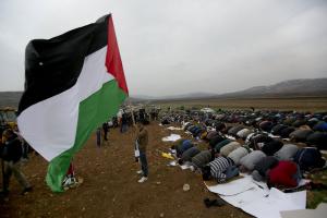 Palestinians protesters pray for Palestinian Cabinet &hellip;