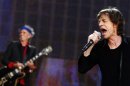 Mick Jagger and Keith Richards of the Rolling Stones perform at the British Summer Time Festival in Hyde Park in London