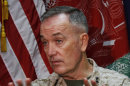 Marine Gen. Joseph Dunford, who commands the U.S.-led International Security Assistance Force (ISAF), speaks during an interview with The Associated Press at the ISAF headquarters in Kabul, Afghanistan, Saturday, Aug. 10, 2013. The top U.S. and coalition commander in Afghanistan said the signing of a bilateral security agreement between America and Afghanistan will send a clear signal both to the Afghan people and the Taliban that the international community is committed to the future stability of the country even as foreign forces withdraw. (AP Photo/Ahmad Jamshid)