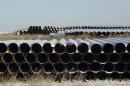 A depot used to store pipes for Transcanada Corp's planned Keystone XL oil pipeline is seen in Gascoyne, North Dakota