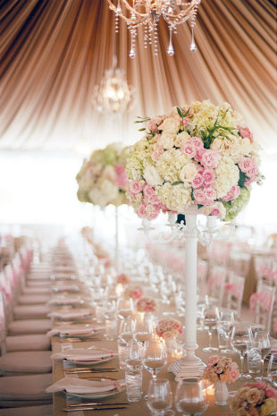 tall pink rose wedding centerpieces