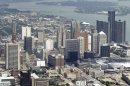 In this July 17, 2013, aerial photo is the city of Detroit. On Thursday, July 18, 2013, Detroit became the largest city in U.S. history to file for bankruptcy when State-appointed emergency manager Kevyn Orr asked a federal judge for municipal bankruptcy protection. (AP Photo/Paul Sancya)