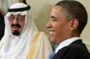 US President Barack Obama smiles alongside King Abdullah bin Abdulaziz Al Saud of Saudi Arabia during meetings at the White House in Washington, DC, June 29, 2010