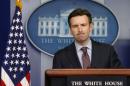 White House spokesman Earnest answers a question about Ebola during a press briefing at the White House in Washington