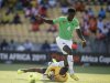 Ivory Coast goalkeeper Barry Copa makes a save as Togo's captain Emmanuel Adebayor attempts to score during their African Nations Cup (AFCON 2013) Group D soccer match in Rustenburg
