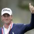 Webb Simpson gives a thumbs up after the U.S. Open Championship golf tournament Sunday, June 17, 2012, at The Olympic Club in San Francisco. (AP Photo/Ben Margot)