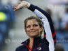 Kim Clijsters of Belgium waves to the gallery after her loss to Laura Robson of Britain in their women's singles match at the U.S. Open tennis tournament in New York