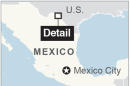 Map locates Allende, Mexico, possible burial site of drug cartel victims; 1c x 2 1/2 inches; 46.5 mm x 63 mm;