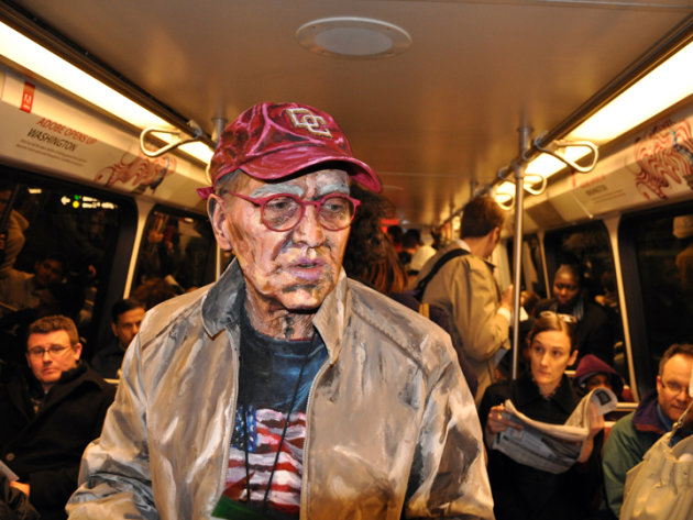 painting of an old man, male art subjects, subway art, portraits, portrait painting, impressionistic painting, photography, Alexa Meade, artist, avant garde art, unusual art, unique photography, painted photography subjects, painted people, photographs of paintings