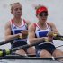 Britain's Sophie Hosking and Katherine Copeland row in the women's lightweight double sculls heat at Eton Dorney during the London 2012 Olympic Games