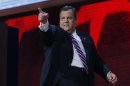 New Jersey Governor Chris Christie delivers the keynote address during the second day of the Republican National Convention in Tampa