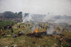 Nepalese people gather to cremate their family members &hellip;