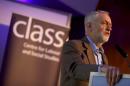 Britain's opposition Labour Party leader Jeremy Corbyn delivers a speech at a Centre for Labour and Social Studies (CLASS) event in London