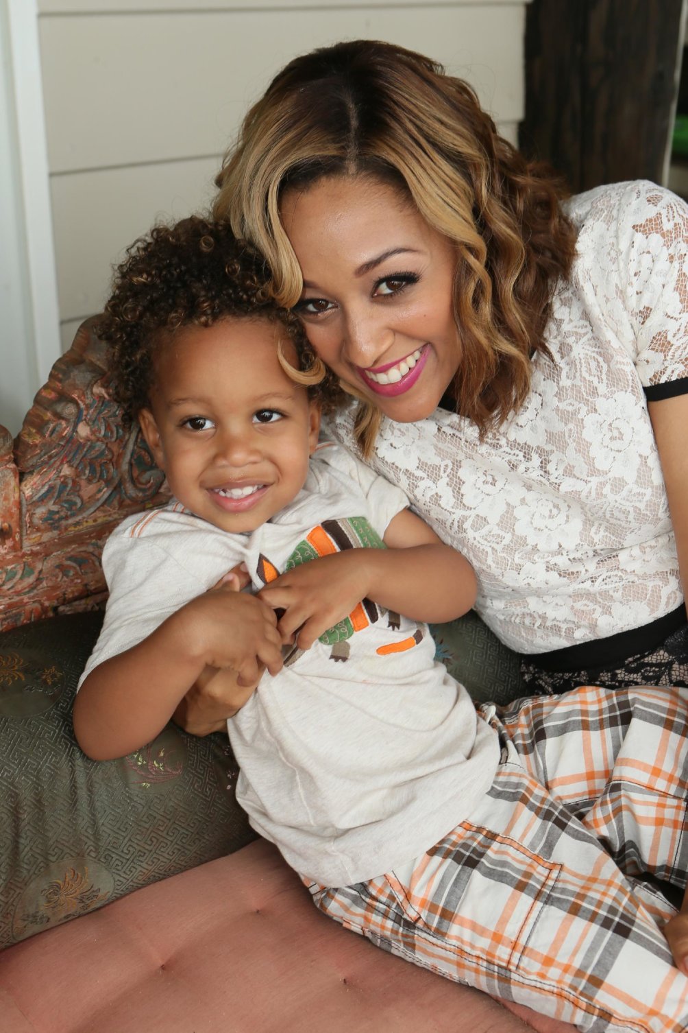 Tia Mowry and her son Cree Taylor Hardrict celebrate her 35th birthday at the LYFE Kitchen Beach House powered by KIA on Sunday July 21, 2013 in Malibu, CA. (Photo by Alexandra Wyman/Invision for Talent Resources/AP Images)