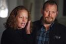 Nurse Kaci Hickox and her boyfriend Ted Wilbur address the media during an informal meeting with the news media outside their home in Fort Kent