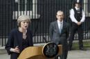 Britain's Prime Minister, Theresa May, speaks to the media outside number 10 Downing Street, in central London