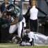 Philadelphia Eagles Brown scores a touchdown as the Carolina Panthers Norman tries to make the tackle during their NFL game in Philadelphia