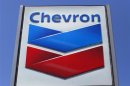 A Chevron gas station sign is seen in Del Mar, California