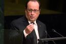 French President François Hollande addresses the United Nations Sustainable Development Summit at the UN on September 27, 2015