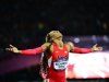USA's Sanya Richards-Ross celebrates after winning  the women's 400m final