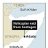 Map locates area around the town of Adado, Somalia, where two hostages were rescued during a helicopter raid.