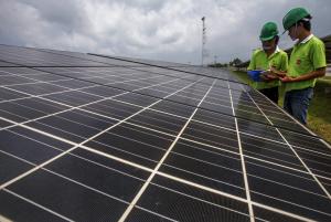 Employees of a Solar farm company take notes between &hellip;
