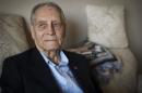 James Murphy, World War II veteran and prisoner of war, is photographed at his home in Santa Maria, Calif., Thursday, July 16, 2015. A senior executive of Mitsubishi Materials Corp. will apologize to Murphy, 94, and relatives of other former POWs for using U.S. prisoners of war for forced labor during World War II. (AP Photo/Michael A. Mariant)